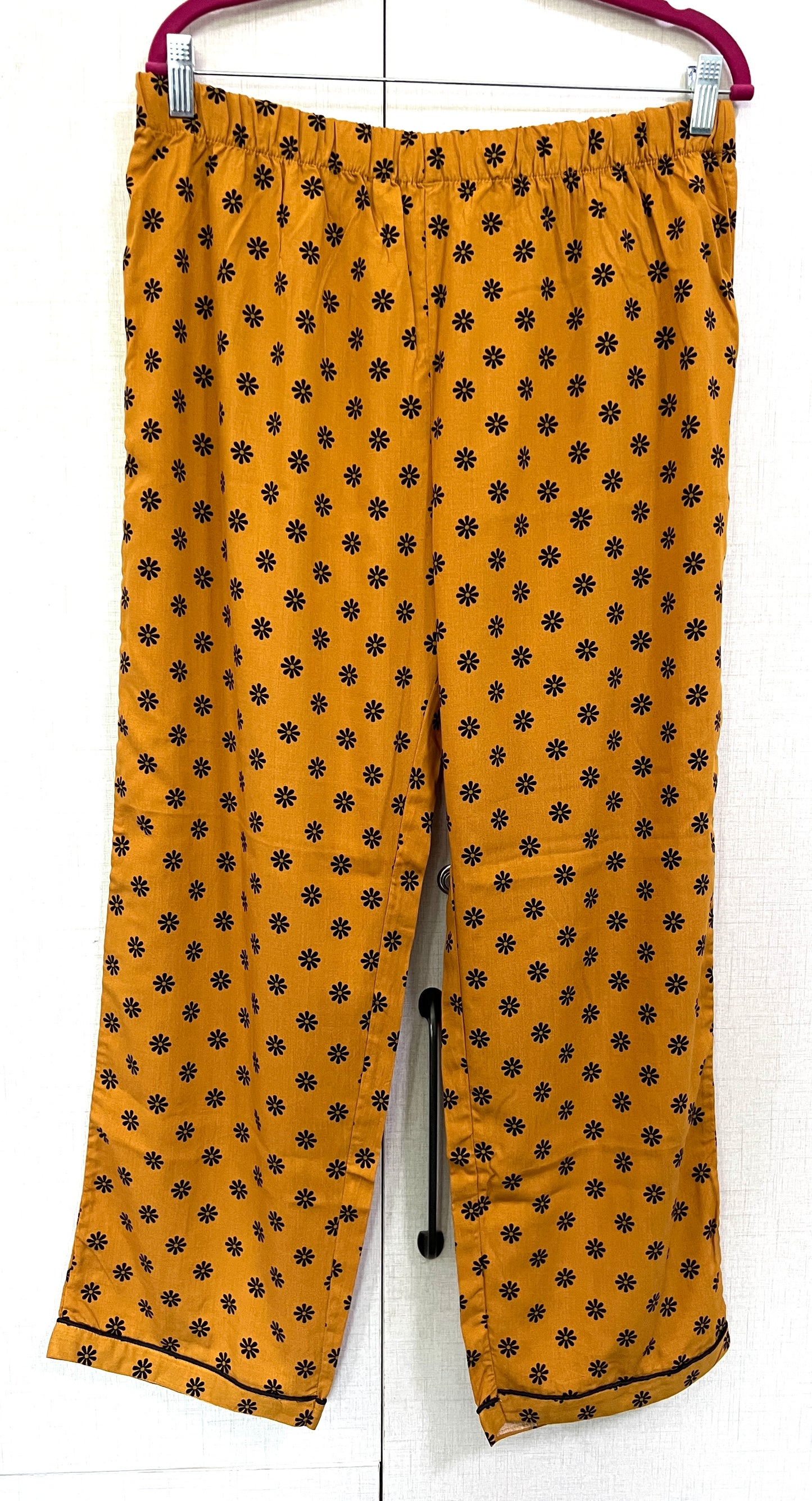 Women's 2-Piece Linen Night Suit – Mustard Daisy Print | Everyday Comfort