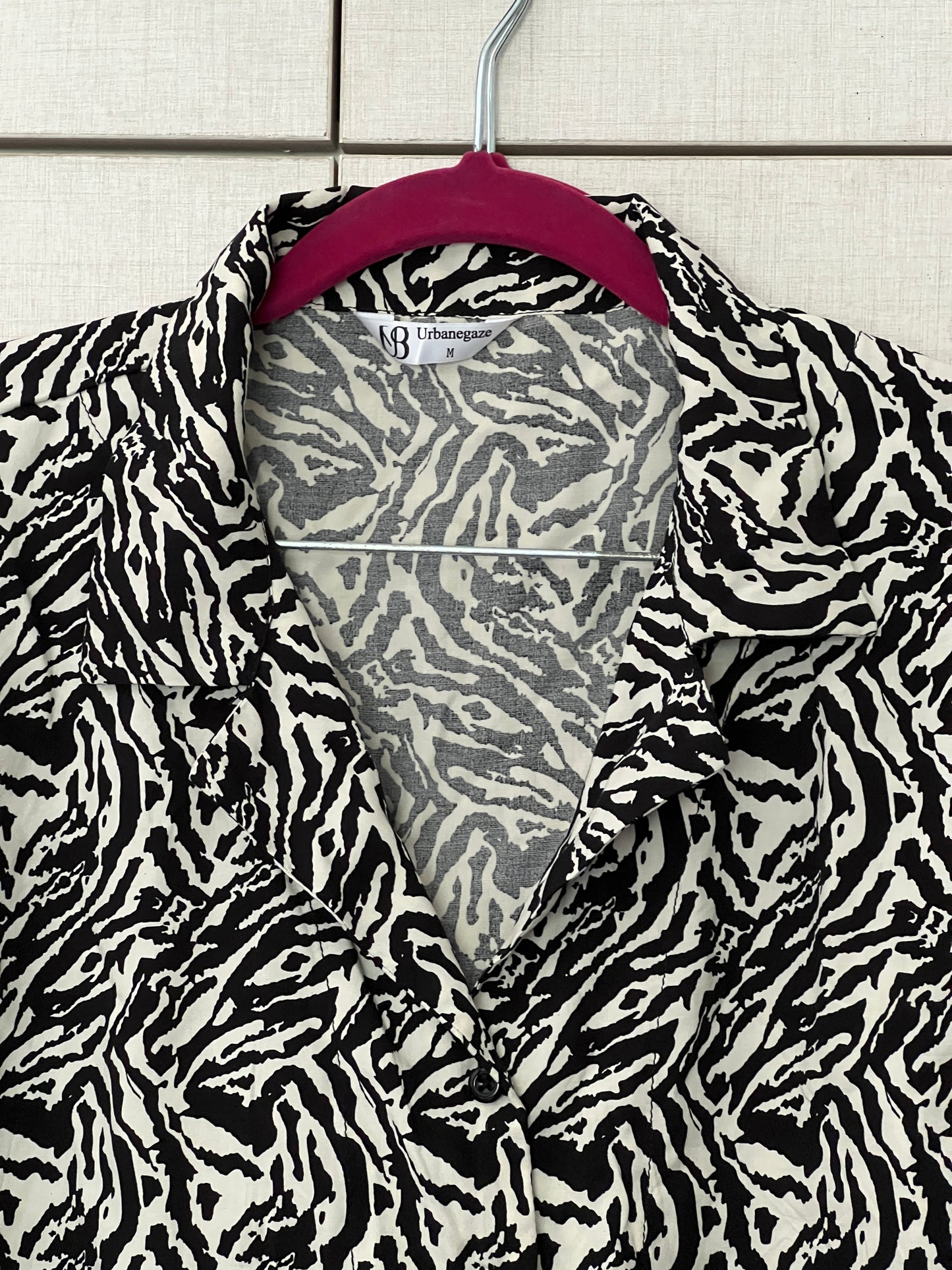 Women Night Suit 2 Piece Linen - Shirt and Trouser - Beautiful zebra patern of white and black