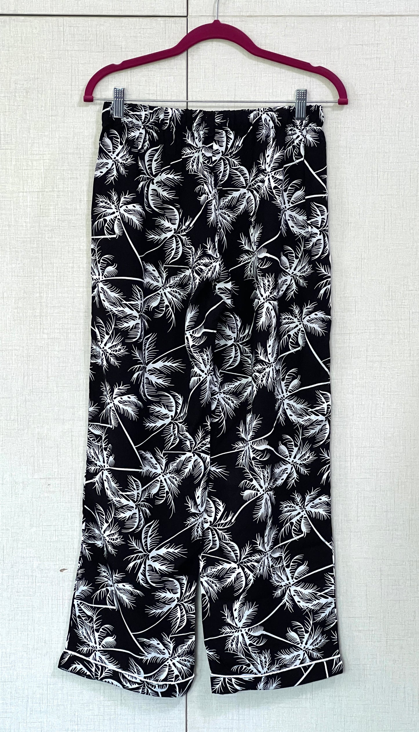 Women's 2-Piece Linen Night Suit – Black Palm Print | Tropical Comfort Meets Urban Style
