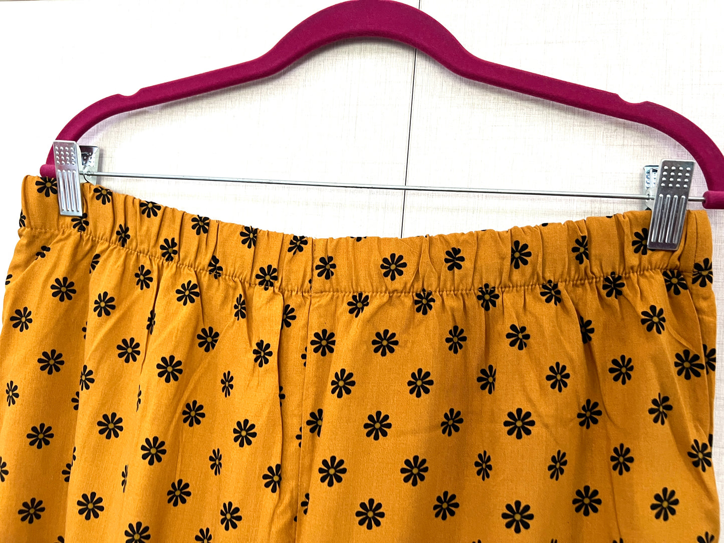 Women's 2-Piece Linen Night Suit – Mustard Daisy Print | Everyday Comfort