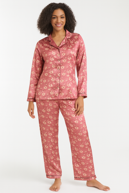 Women's 2-Piece Silk Night Suit | Tropical Comfort Meets Urban Style