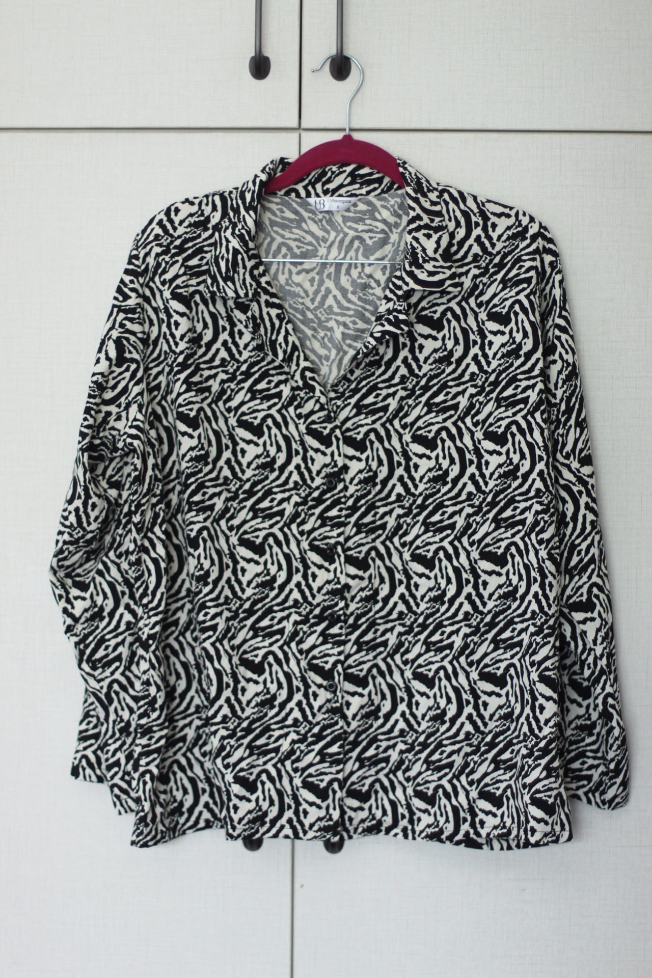 Women Night Suit 2 Piece Linen - Shirt and Trouser - Beautiful zebra patern of white and black