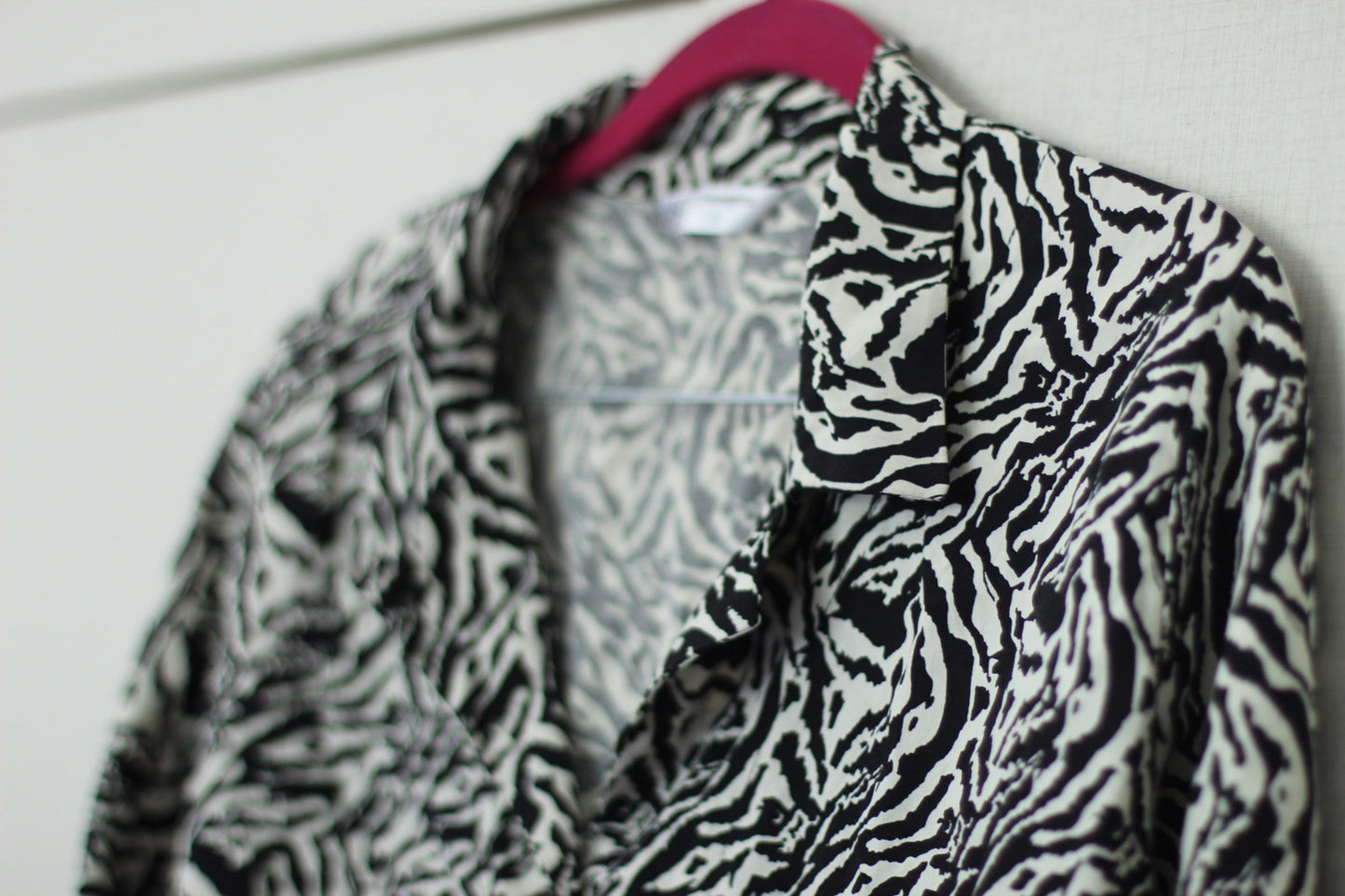 Women Night Suit 2 Piece Linen - Shirt and Trouser - Beautiful zebra patern of white and black