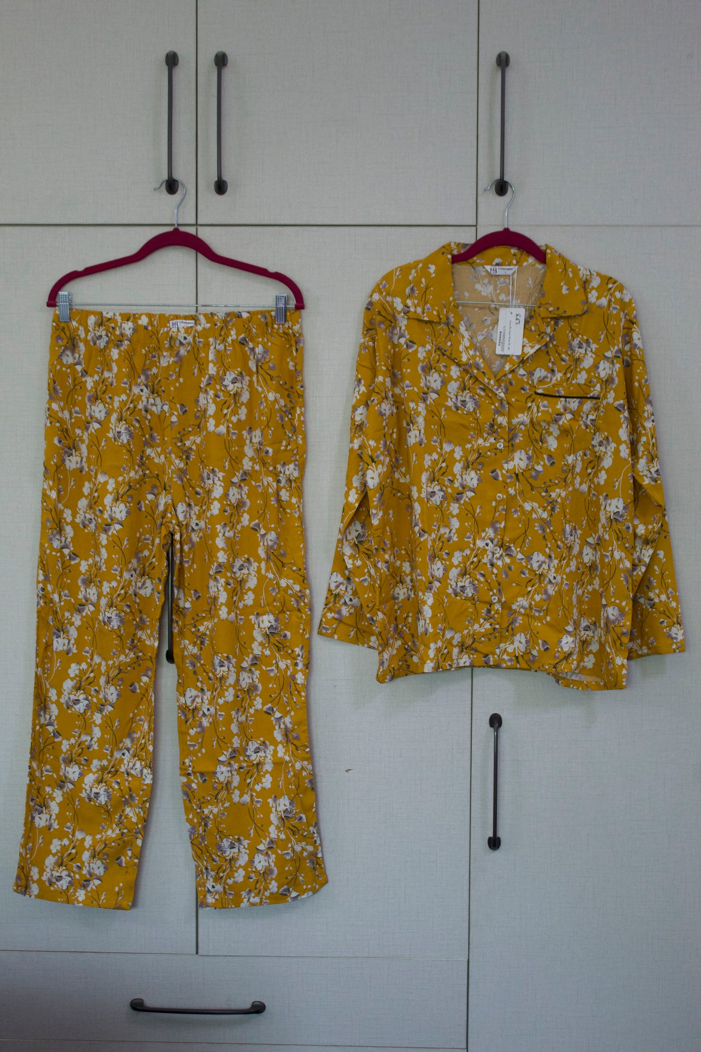 Women's 2-Piece Linen Night Suit – Golden Bloom | Soft & Stylish Floral Comfort