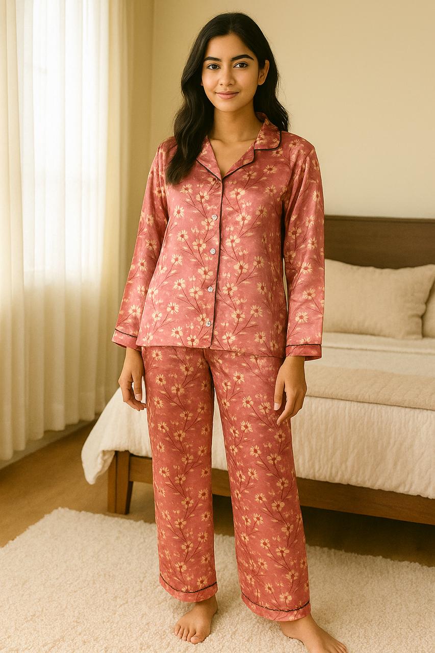 Women's 2-Piece Silk Night Suit | Tropical Comfort Meets Urban Style